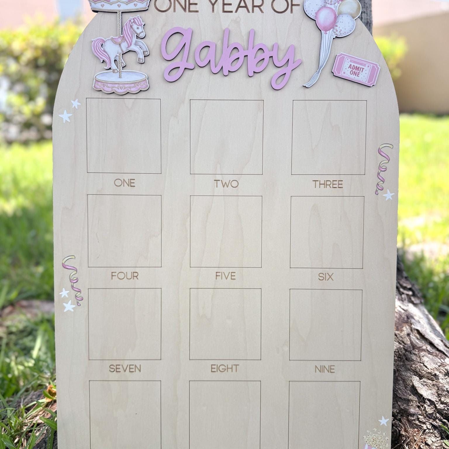 Carnival First Birthday Milestone Board, Circus First Year of Photo Board, One Year of First Birthday Sign, Monthly Baby Photo Display