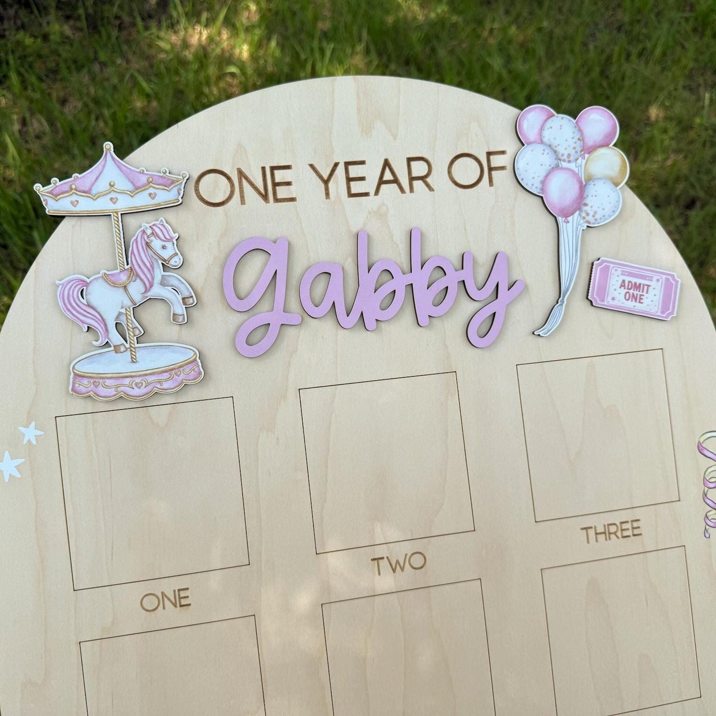 Carnival First Birthday Milestone Board, Circus First Year of Photo Board, One Year of First Birthday Sign, Monthly Baby Photo Display