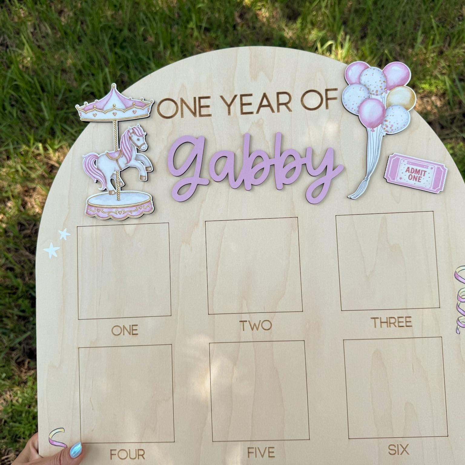 Carnival First Birthday Milestone Board, Circus First Year of Photo Board, One Year of First Birthday Sign, Monthly Baby Photo Display