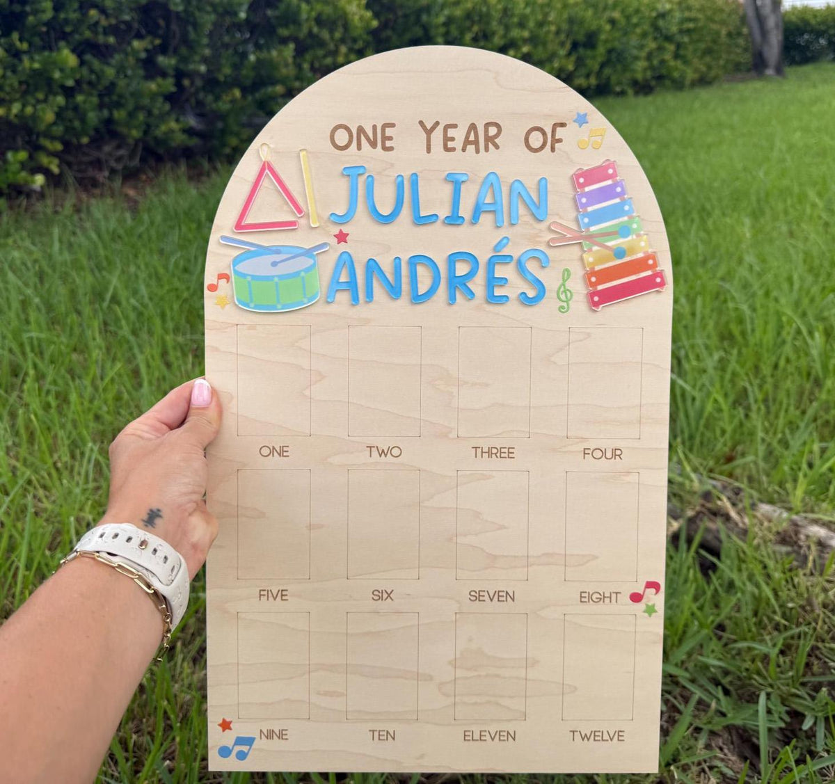 First Birthday Photo Board, Music Theme First Birthday, Musical Instrument First Photo Board, 1st Birthday Song Dance Party, 12 Month Photo