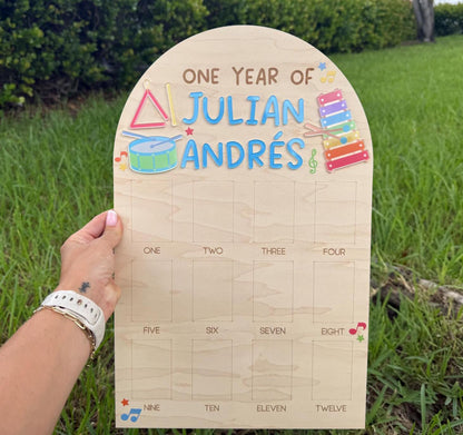 First Birthday Photo Board, Music Theme First Birthday, Musical Instrument First Photo Board, 1st Birthday Song Dance Party, 12 Month Photo