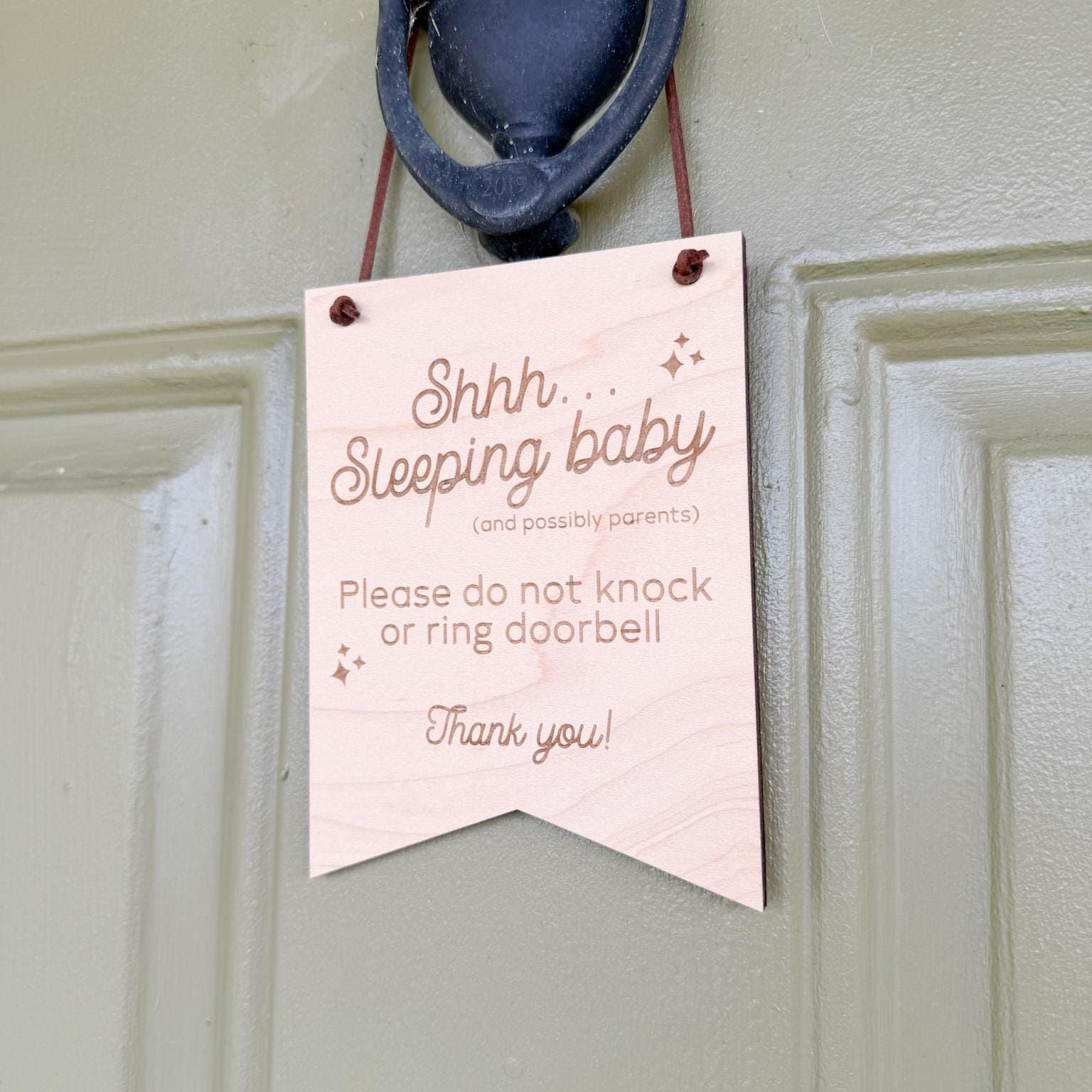 Sleeping Baby Do Not Knock Sign, Newborn Gift for Parents, Shhh Do Not Knock or Ring Doorbell, Baby Sleeping Door Sign