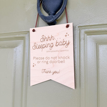 Sleeping Baby Do Not Knock Sign, Newborn Gift for Parents, Shhh Do Not Knock or Ring Doorbell, Baby Sleeping Door Sign