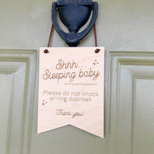 Sleeping Baby Do Not Knock Sign, Newborn Gift for Parents, Shhh Do Not Knock or Ring Doorbell, Baby Sleeping Door Sign