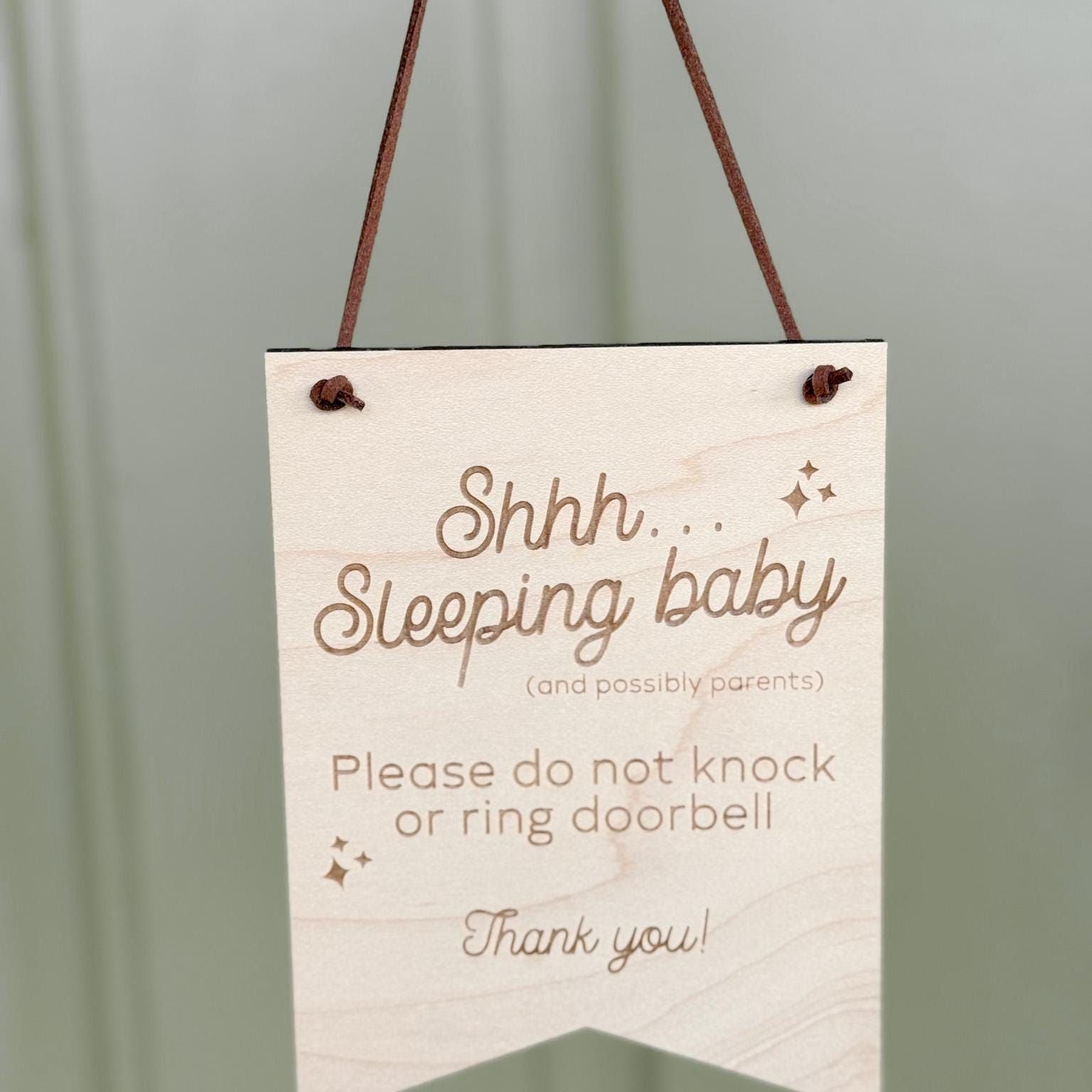 Sleeping Baby Do Not Knock Sign, Newborn Gift for Parents, Shhh Do Not Knock or Ring Doorbell, Baby Sleeping Door Sign