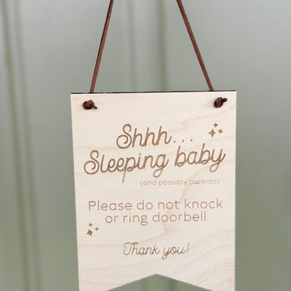 Sleeping Baby Do Not Knock Sign, Newborn Gift for Parents, Shhh Do Not Knock or Ring Doorbell, Baby Sleeping Door Sign