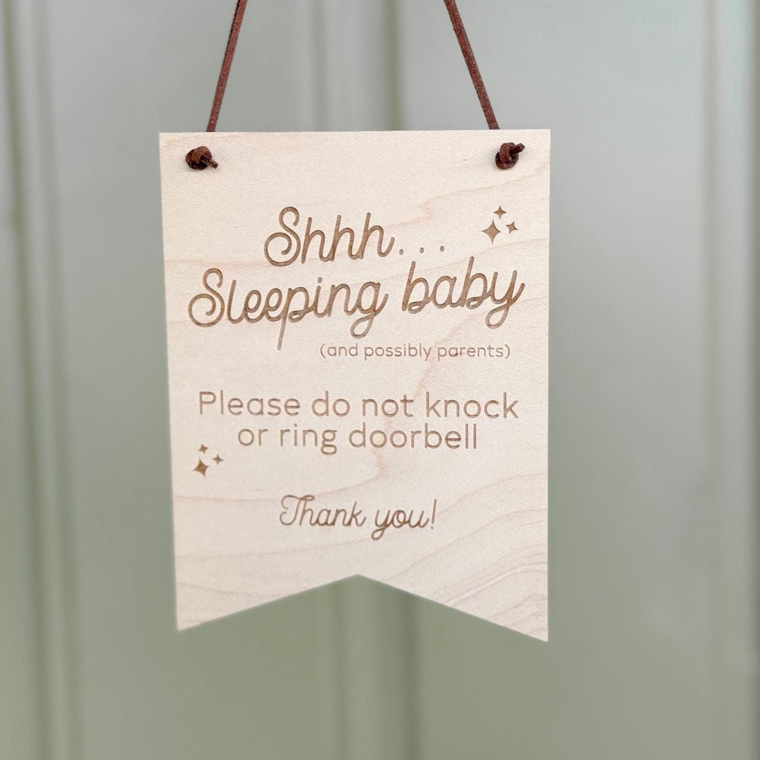 Sleeping Baby Do Not Knock Sign, Newborn Gift for Parents, Shhh Do Not Knock or Ring Doorbell, Baby Sleeping Door Sign