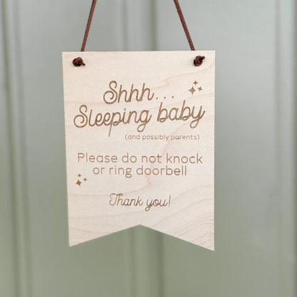 Sleeping Baby Do Not Knock Sign, Newborn Gift for Parents, Shhh Do Not Knock or Ring Doorbell, Baby Sleeping Door Sign