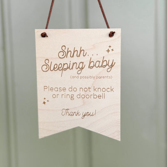 Sleeping Baby Do Not Knock Sign, Newborn Gift for Parents, Shhh Do Not Knock or Ring Doorbell, Baby Sleeping Door Sign
