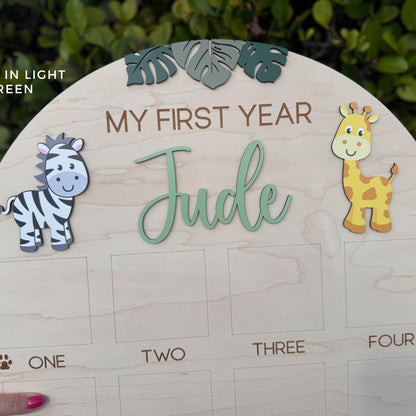 Wild One Year of Photo Board, Safari First Year Board, Baby's my first year sign, Jungle First Birthday Decor, 1st Birthday Photo Collage