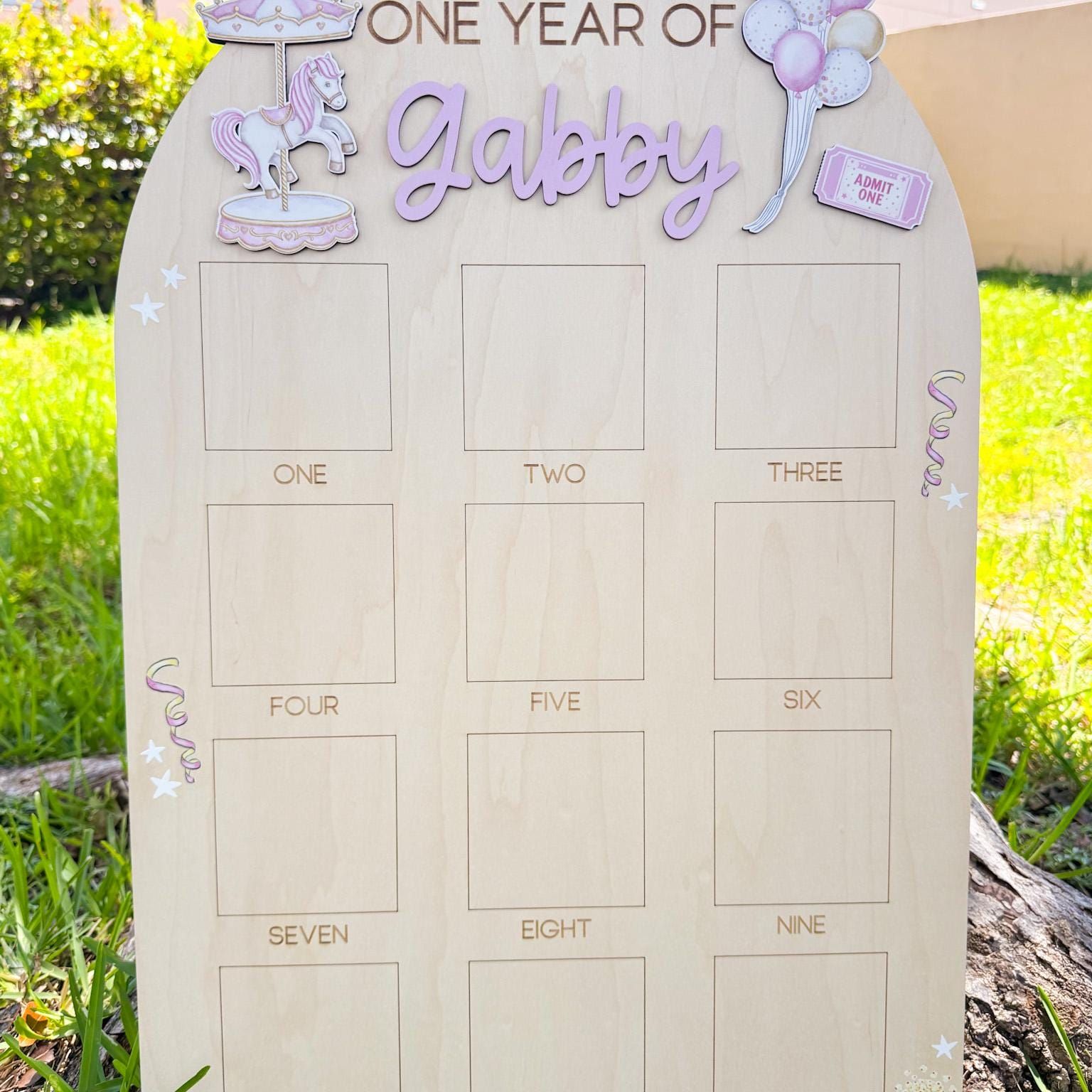 Carnival First Birthday Milestone Board, Circus First Year of Photo Board, One Year of First Birthday Sign, Monthly Baby Photo Display