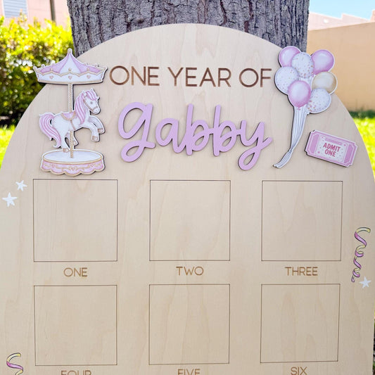 Carnival First Birthday Milestone Board, Circus First Year of Photo Board, One Year of First Birthday Sign, Monthly Baby Photo Display