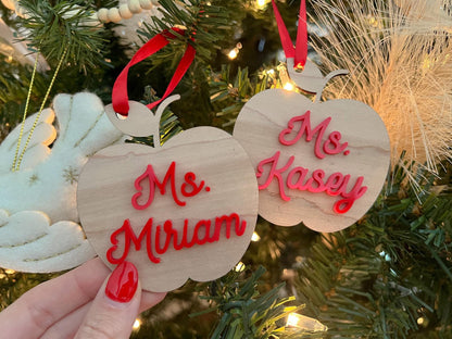 Teacher Gift Tag, Personalized Teacher Christmas Ornament, Teacher Apple Ornament, Appreciation Gift, Thank You for Helping Me Grow 2025