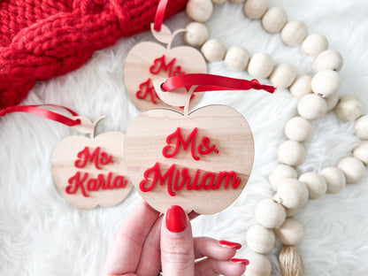 Teacher Gift Tag, Personalized Teacher Christmas Ornament, Teacher Apple Ornament, Appreciation Gift, Thank You for Helping Me Grow 2025