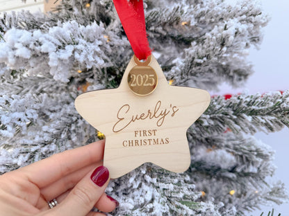 Baby's First Christmas Ornament 2025, My First Christmas Keepsake Ornament, Newborn Keepsake Gift, Baby 1st Christmas Decoration,