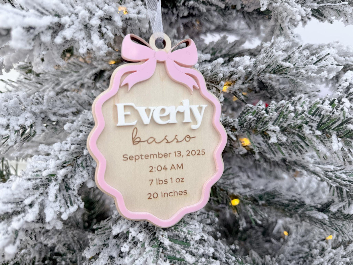 Baby's First Christmas Ornament 2025, My First Christmas Keepsake Stats Ornament, Newborn Keepsake Gift, Baby 1st Christmas Decoration