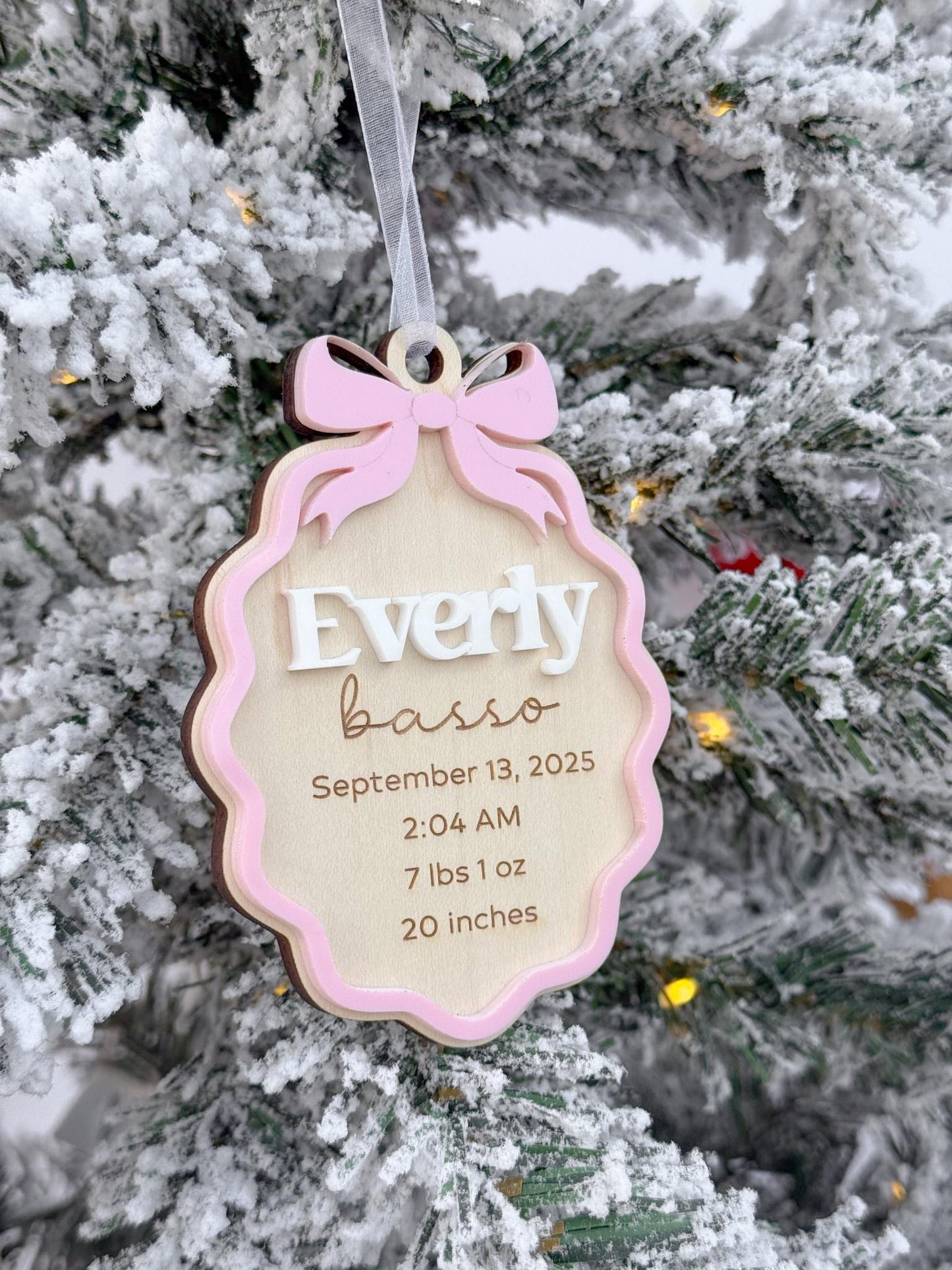 Baby's First Christmas Ornament 2025, My First Christmas Keepsake Stats Ornament, Newborn Keepsake Gift, Baby 1st Christmas Decoration