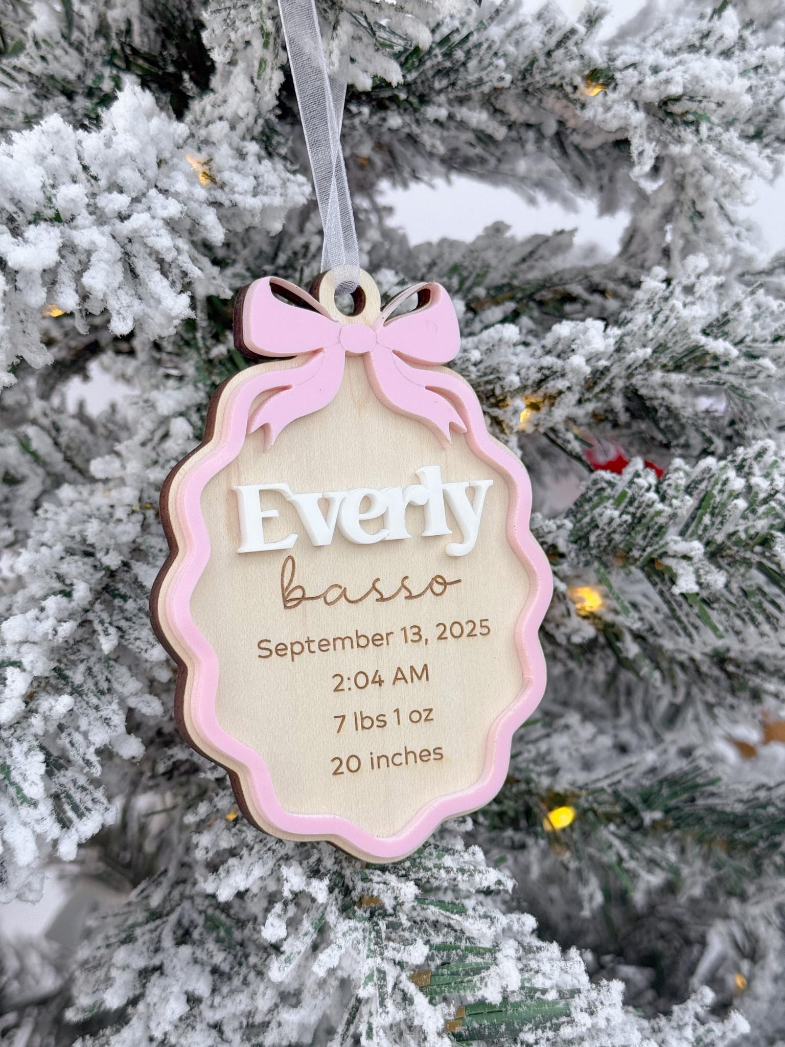 Baby's First Christmas Ornament 2025, My First Christmas Keepsake Stats Ornament, Newborn Keepsake Gift, Baby 1st Christmas Decoration