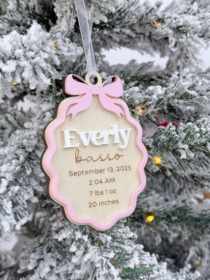 Baby's First Christmas Ornament 2025, My First Christmas Keepsake Stats Ornament, Newborn Keepsake Gift, Baby 1st Christmas Decoration