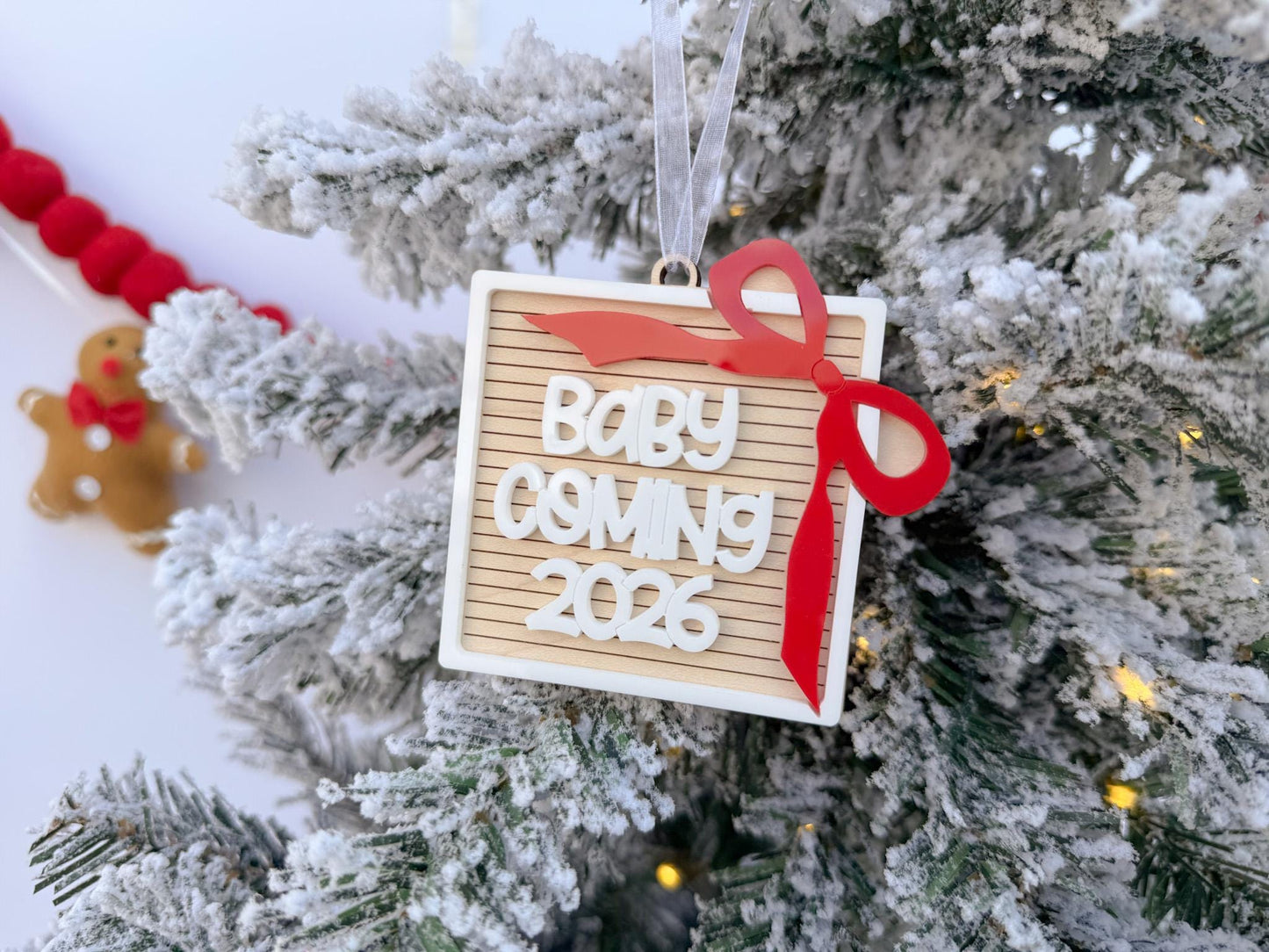 Baby Coming 2026 Ornament, Pregnancy Announcement Christmas Ornament, Baby Coming Soon Holiday Ornament, Holiday Reveal Idea