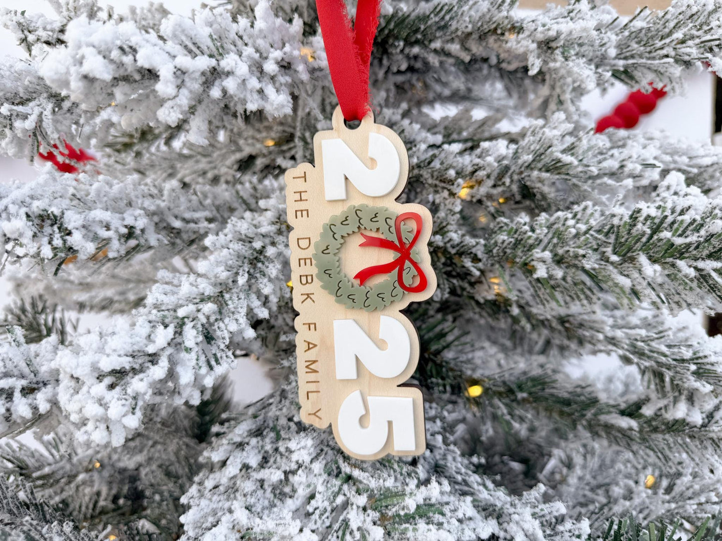 Family Name Ornament 2025, Last Name Personalized Christmas Ornament, First Christmas Married Ornament, Just Married Christmas Gift Tag,