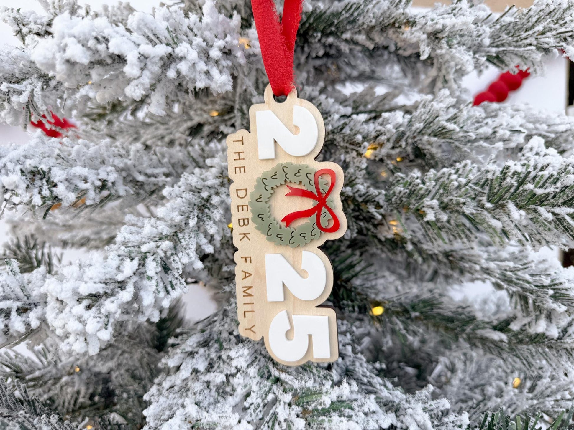 Family Name Ornament 2025, Last Name Personalized Christmas Ornament, First Christmas Married Ornament, Just Married Christmas Gift Tag,