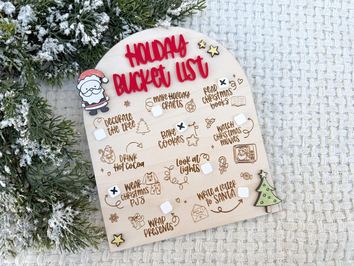Holiday Bucket List Board, Christmas Bucket List Sign, Holiday Family Activities Checklist, December Bucket List Planner, Family Tradition