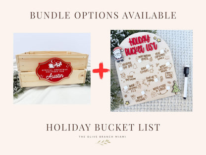 Christmas Delivery Box, Personalized Kids Christmas Eve Box, Custom Holiday Crate with Name Plaque, Special Delivery Wooden Santa Gift Box