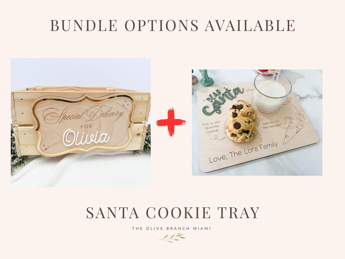 Christmas Eve Box – Personalized Holiday Crate with Name Plaque, Special Delivery Wooden Christmas Box for Kids, Santa Gift Box