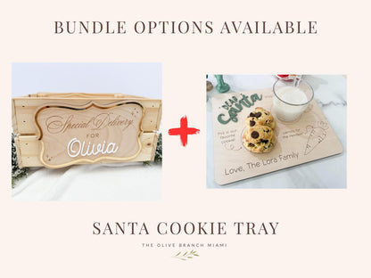 Christmas Eve Box – Personalized Holiday Crate with Name Plaque, Special Delivery Wooden Christmas Box for Kids, Santa Gift Box