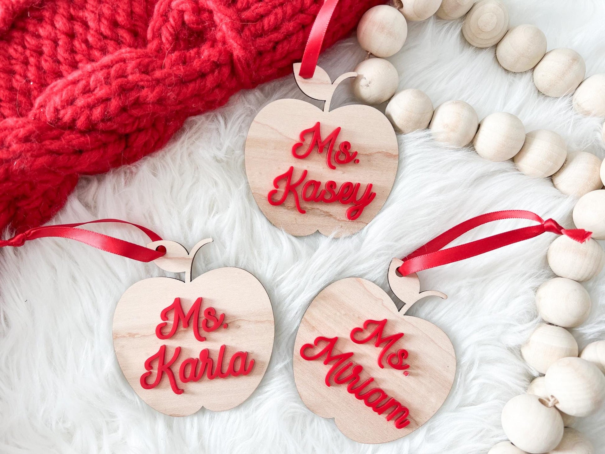 Teacher Gift Tag, Personalized Teacher Christmas Ornament, Teacher Apple Ornament, Appreciation Gift, Thank You for Helping Me Grow 2025