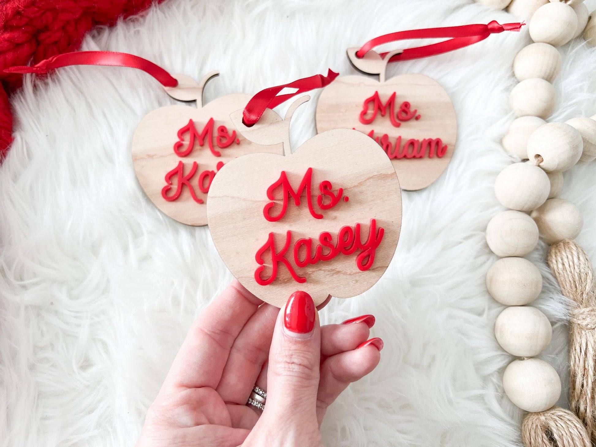 Teacher Gift Tag, Personalized Teacher Christmas Ornament, Teacher Apple Ornament, Appreciation Gift, Thank You for Helping Me Grow 2025