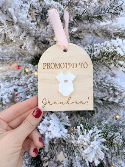 Promoted to Grandma, Promoted to Grandpa, We're Pregnant Announcement Ornament, Christmas Pregnancy Reveal Ornament, Baby Coming 2026