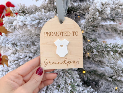 Promoted to Grandma, Promoted to Grandpa, We're Pregnant Announcement Ornament, Christmas Pregnancy Reveal Ornament, Baby Coming 2026