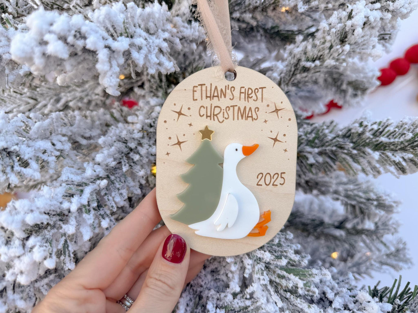 First Christmas Ornament 2025, My First Christmas Keepsake Goose Ornament, Newborn Keepsake Gift, Baby 1st Christmas Silly Goose Decoration