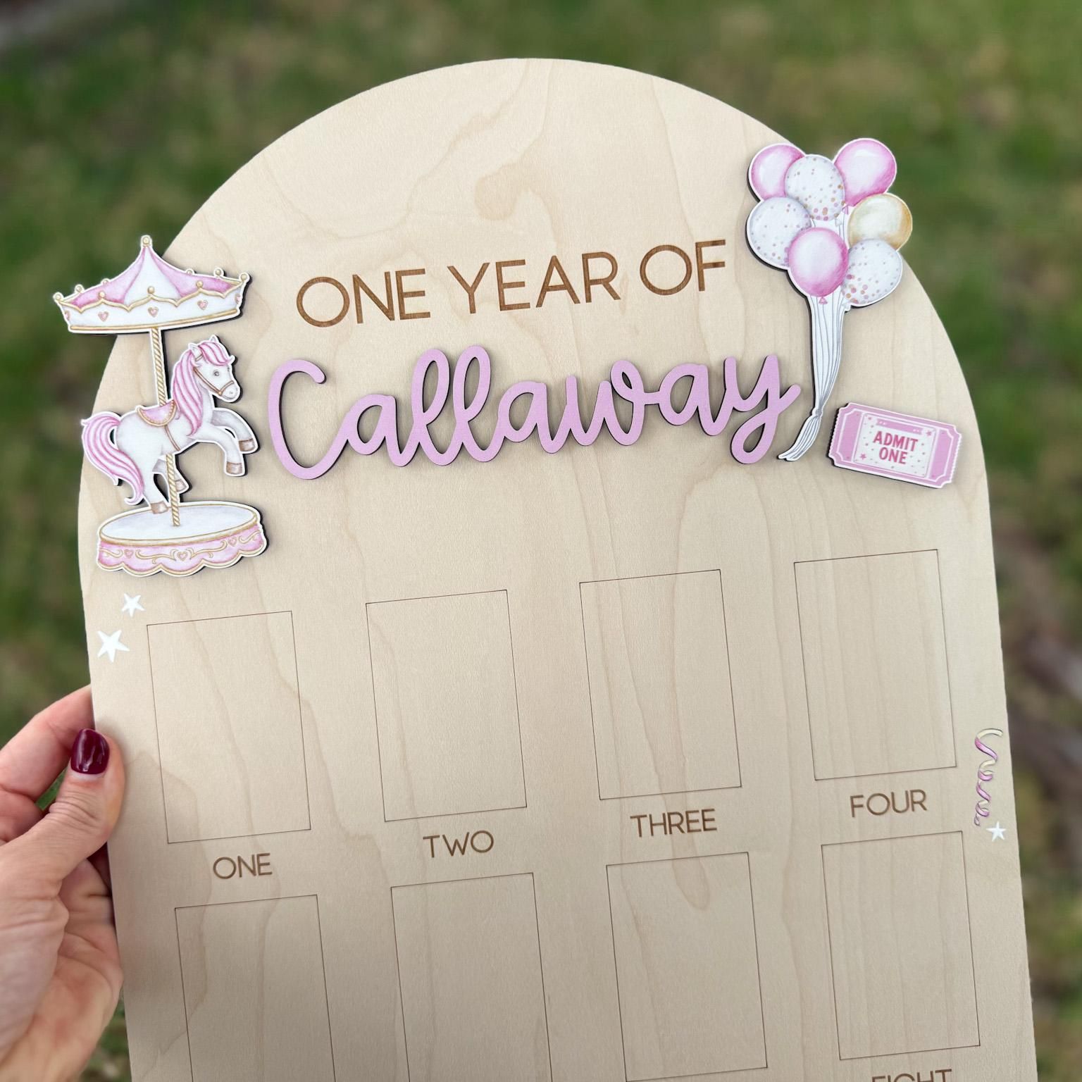 Carnival First Birthday Milestone Board, Circus First Year of Photo Board, One Year of First Birthday Sign, Monthly Baby Photo Display
