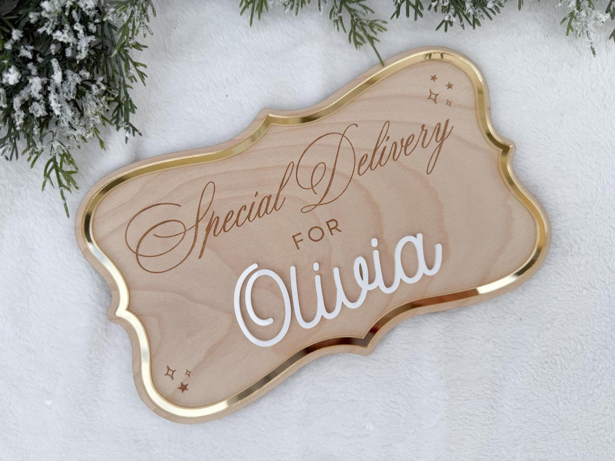 Christmas Eve Box for Kids – Christmas Crate Sign, Special Delivery Wooden Christmas Eve Box Plaque for Kids, Holiday Box Name Tag