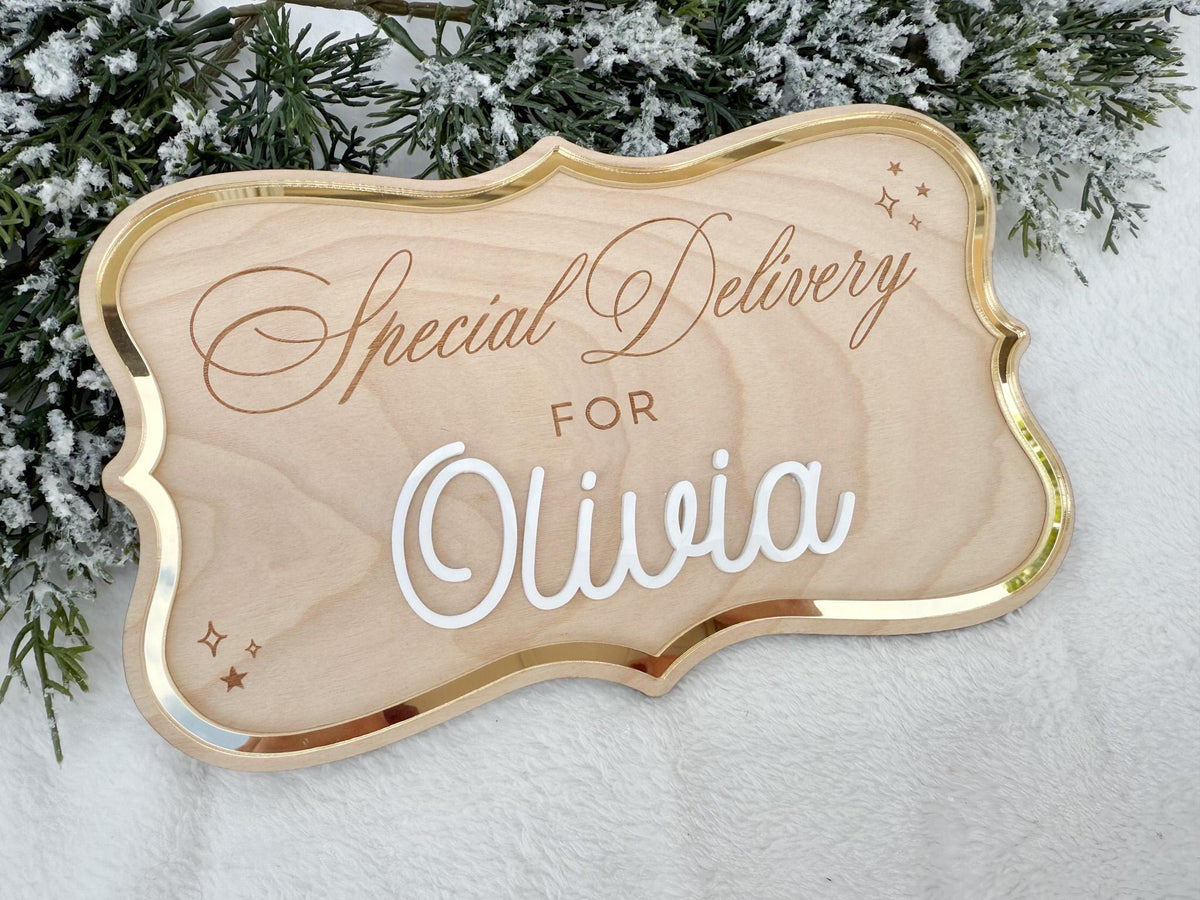 Christmas Eve Box for Kids – Christmas Crate Sign, Special Delivery Wooden Christmas Eve Box Plaque for Kids, Holiday Box Name Tag