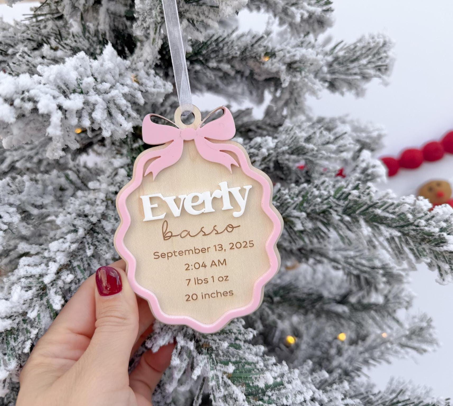 Baby's First Christmas Ornament 2025, My First Christmas Keepsake Stats Ornament, Newborn Keepsake Gift, Baby 1st Christmas Decoration