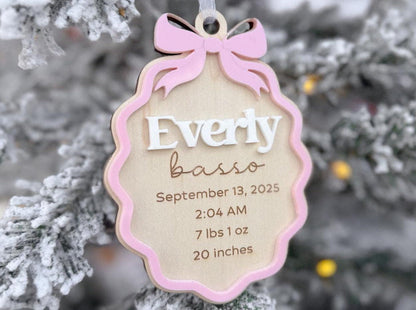 Baby's First Christmas Ornament 2025, My First Christmas Keepsake Stats Ornament, Newborn Keepsake Gift, Baby 1st Christmas Decoration