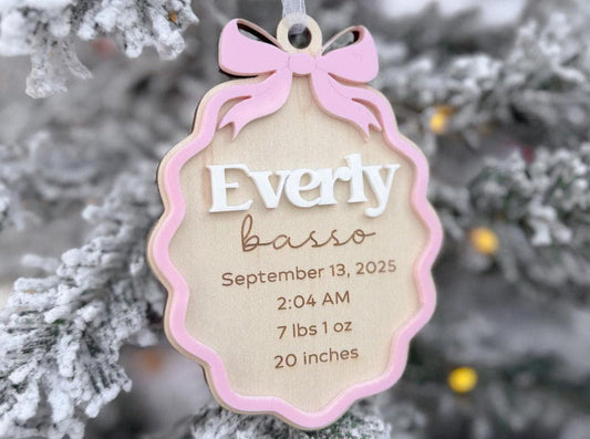 Baby's First Christmas Ornament 2025, My First Christmas Keepsake Stats Ornament, Newborn Keepsake Gift, Baby 1st Christmas Decoration