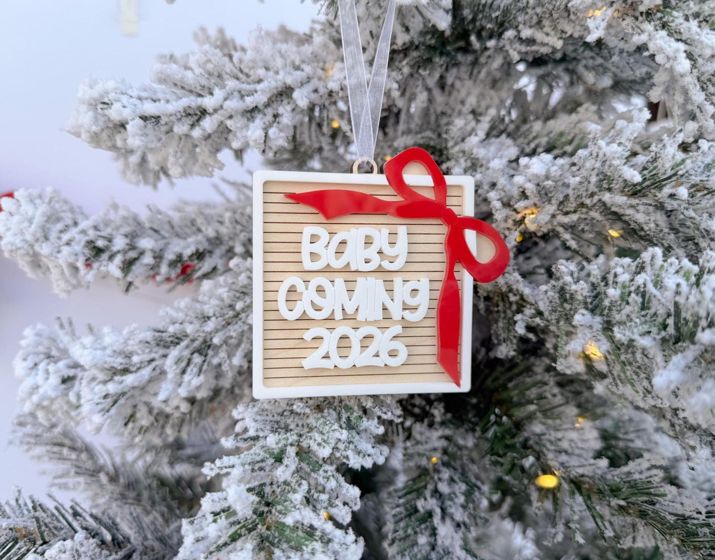 Baby Coming 2026 Ornament, Pregnancy Announcement Christmas Ornament, Baby Coming Soon Holiday Ornament, Holiday Reveal Idea