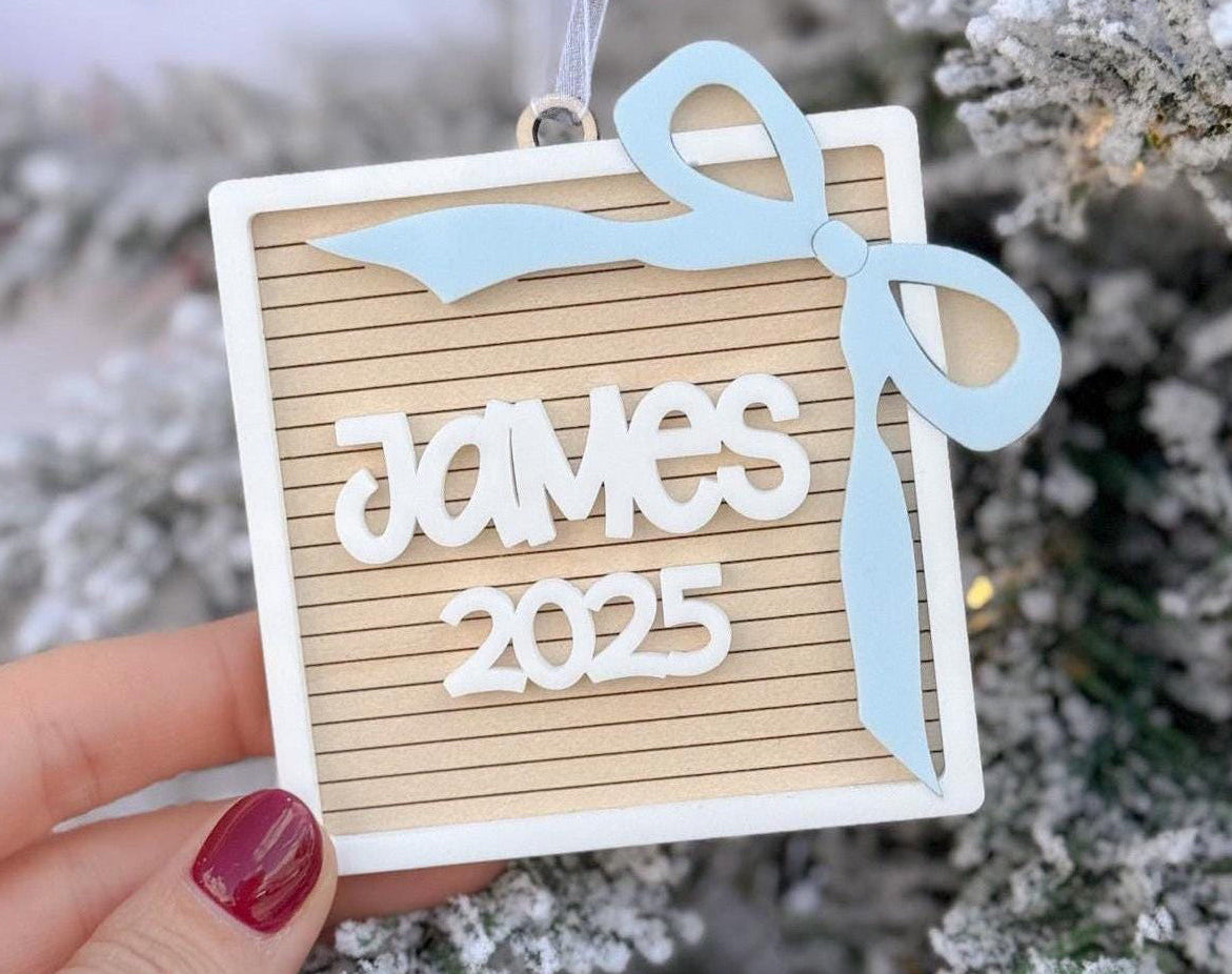 Baby Name Ornament 2025, New Baby Keepsake, First Christmas Ornament for Baby, Newborn Announcement, Baby Shower Christmas Gift