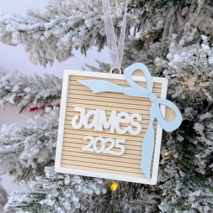 Baby Name Ornament 2025, New Baby Keepsake, First Christmas Ornament for Baby, Newborn Announcement, Baby Shower Christmas Gift