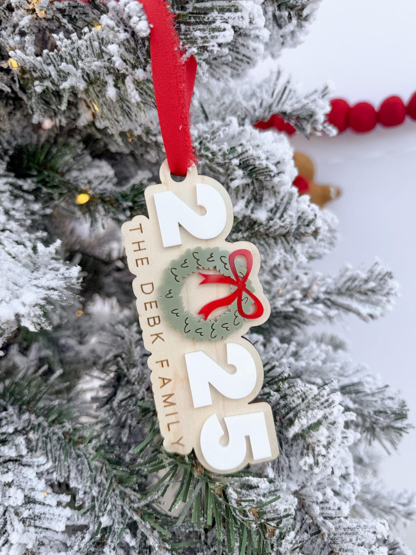 Family Name Ornament 2025, Last Name Personalized Christmas Ornament, First Christmas Married Ornament, Just Married Christmas Gift Tag,