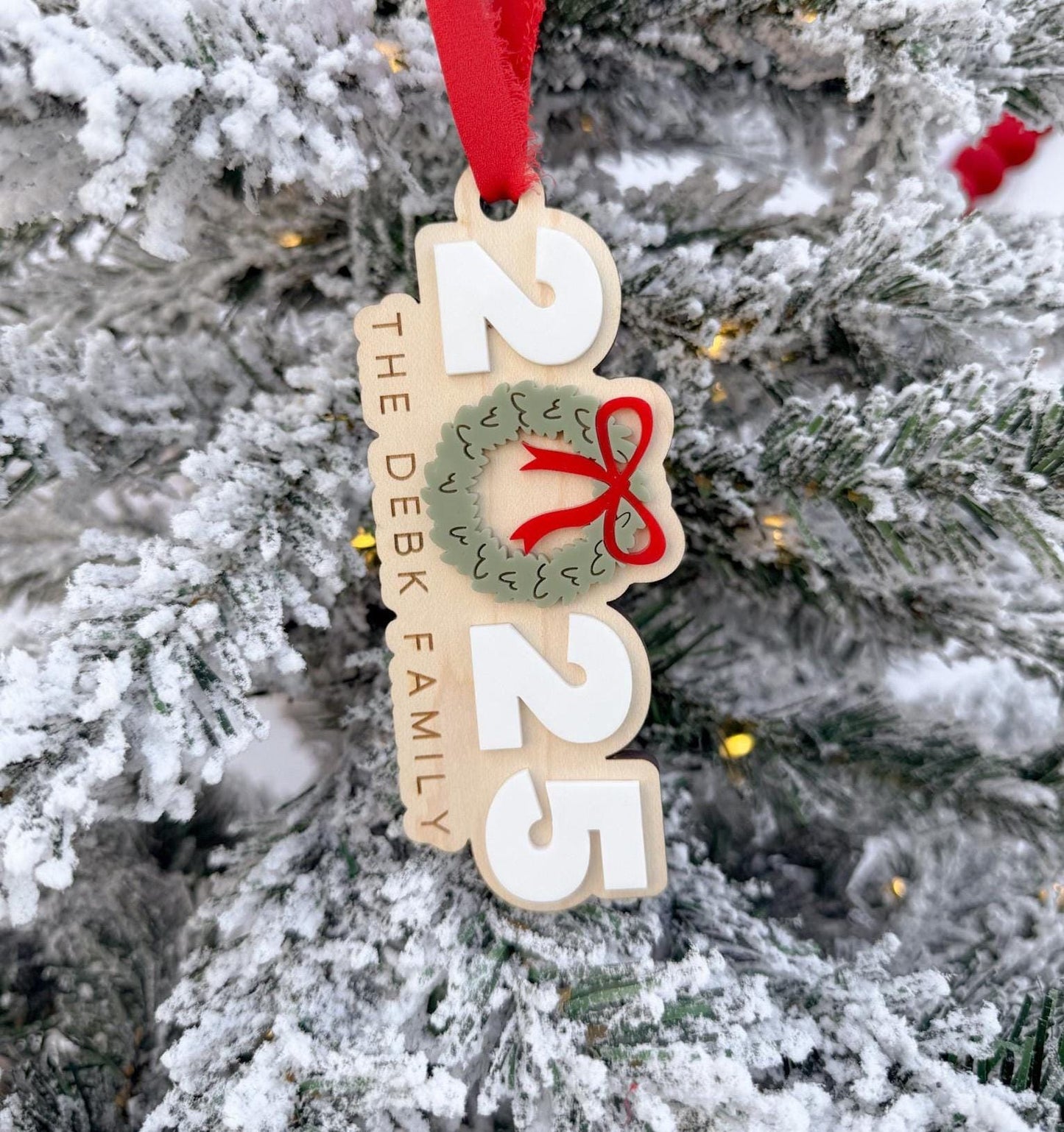 Family Name Ornament 2025, Last Name Personalized Christmas Ornament, First Christmas Married Ornament, Just Married Christmas Gift Tag,