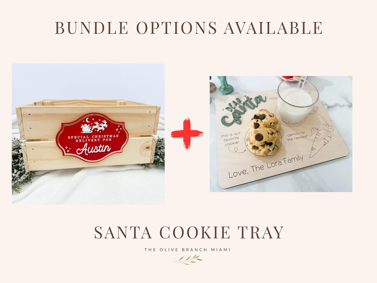 Christmas Delivery Box, Personalized Kids Christmas Eve Box, Custom Holiday Crate with Name Plaque, Special Delivery Wooden Santa Gift Box