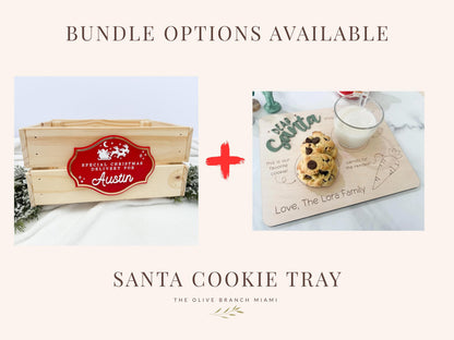 Christmas Delivery Box, Personalized Kids Christmas Eve Box, Custom Holiday Crate with Name Plaque, Special Delivery Wooden Santa Gift Box