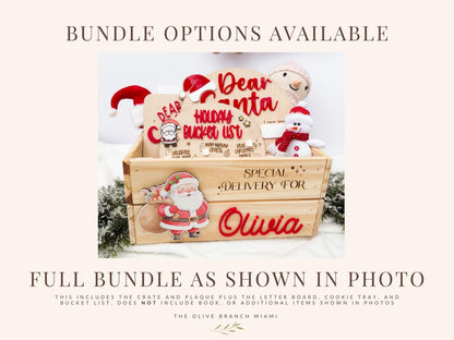 Christmas Box for Kids, Personalized Christmas Eve Box – Custom Holiday Crate with Name Plaque, Special Delivery Wooden Santa Gift Box