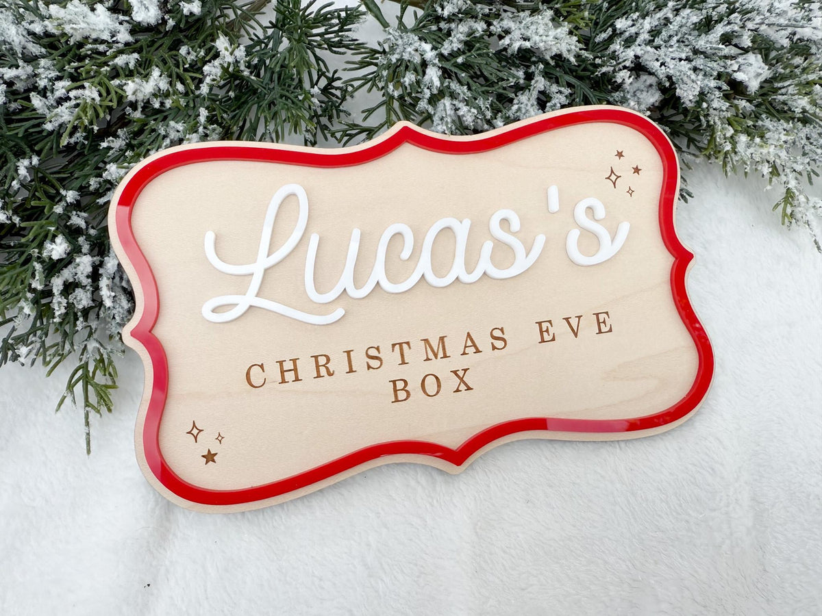Christmas Eve Box Plaque for Kids – Christmas Crate Sign, Special Delivery Wooden Christmas Eve Box for Kids, Holiday Box Name Tag